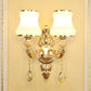 Frendorf | Faux Kerzen Wandleuchte Traditionelle Metall Wandlampe mit Schirm und Kristallanhänger