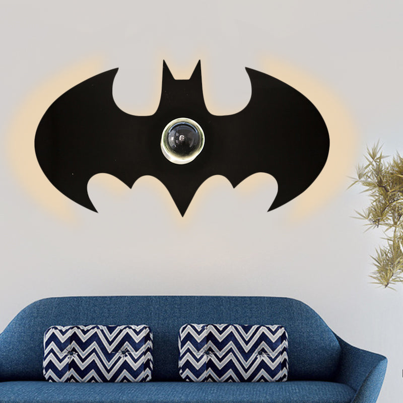 Frendorf | Metalen Kleine Vleermuis Wandlamp 1 Kop Modern Creatieve Sconcelamp in Zwart voor Jongens Slaapkamer