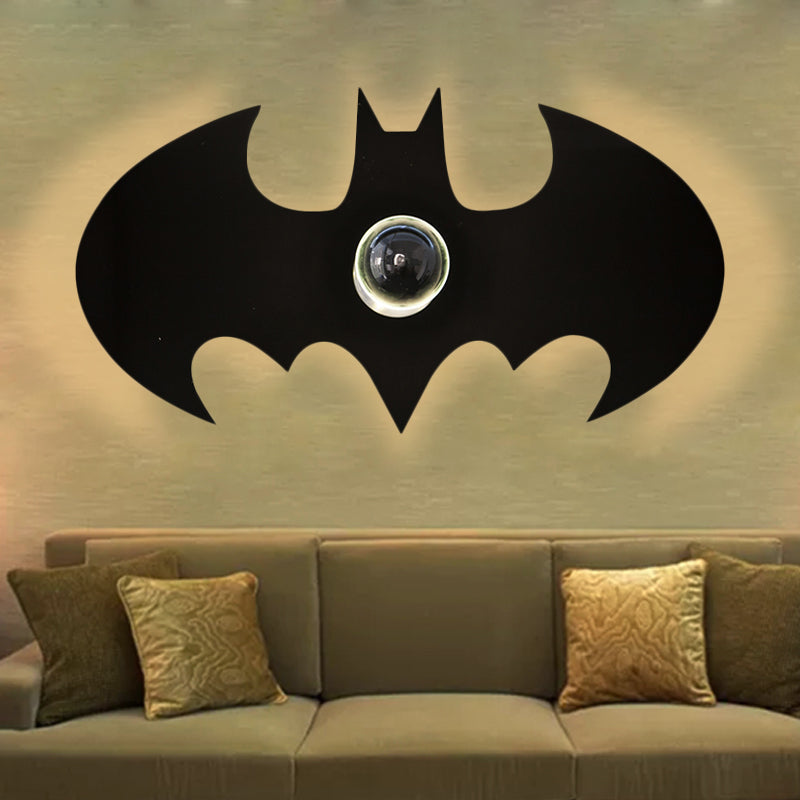 Frendorf | Metalen Kleine Vleermuis Wandlamp 1 Kop Modern Creatieve Sconcelamp in Zwart voor Jongens Slaapkamer