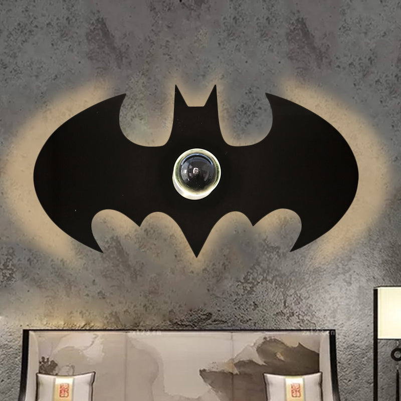 Frendorf | Metalen Kleine Vleermuis Wandlamp 1 Kop Modern Creatieve Sconcelamp in Zwart voor Jongens Slaapkamer