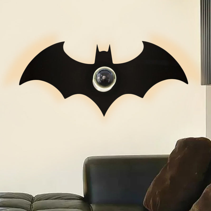 Frendorf | Metalen Kleine Vleermuis Wandlamp 1 Kop Modern Creatieve Sconcelamp in Zwart voor Jongens Slaapkamer