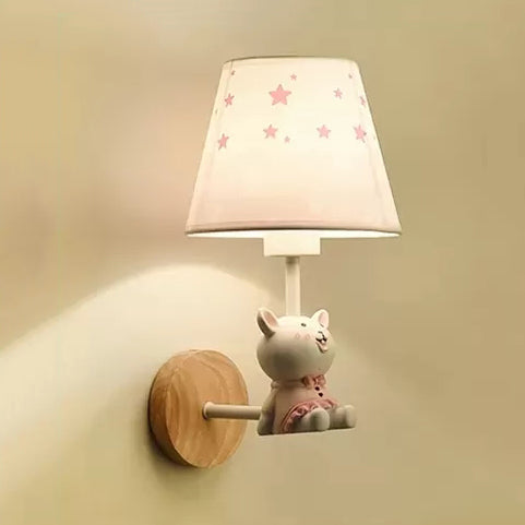 Frendorf | Moderne Wandlampe Reduzierter Schatten Einzel Licht Holz Wandlampe mit Tier für Teen
