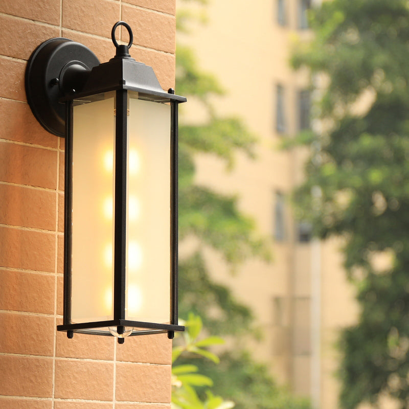 Frendorf | Glasbox Wandleuchte Lampe Simplicity 1 Kopf Außen Wandmontierte Beleuchtung in Schwarz