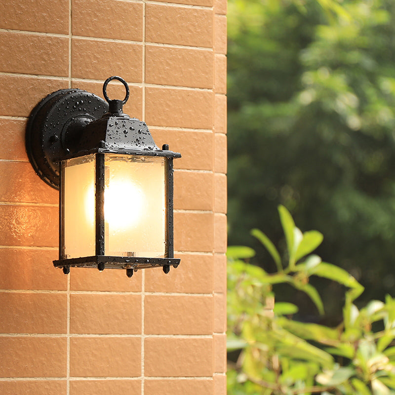 Frendorf | Glasbox Wandleuchte Lampe Simplicity 1 Kopf Außen Wandmontierte Beleuchtung in Schwarz