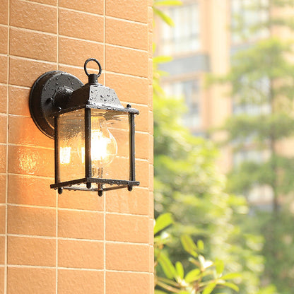 Frendorf | Glasbox Wandleuchte Lampe Simplicity 1 Kopf Außen Wandmontierte Beleuchtung in Schwarz
