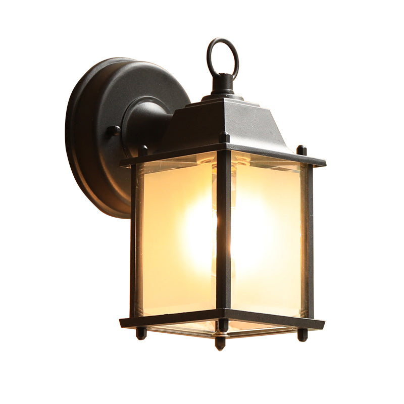 Frendorf | Glasbox Wandleuchte Lampe Simplicity 1 Kopf Außen Wandmontierte Beleuchtung in Schwarz