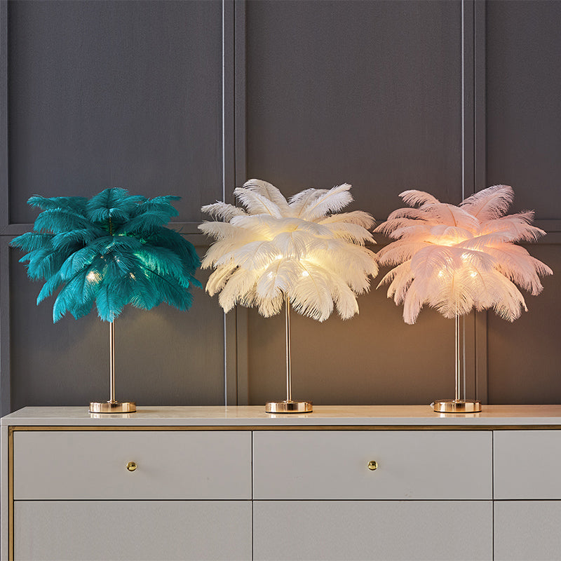 Kokosnussbaumförmige Nachtlampe Dekorative Feder 1 Kopf Wohnzimmer Akzent Tischlampe