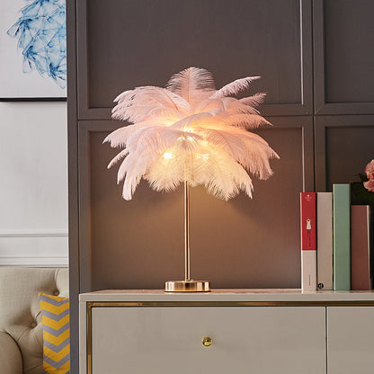 Kokosnussbaumförmige Nachtlampe Dekorative Feder 1 Kopf Wohnzimmer Akzent Tischlampe