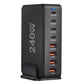 Frendorf | 240W GaN 8-Port USB-C Ladegerät mit 4 USB-C und 4 USB-A Anschlüssen – Schnellladegerät für Smartphones, Tablets und Laptops