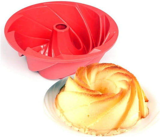 Frendorf | 6 1/2 Zoll Silikonbackformen, Grad Fluted runde Kuchenform, Antihaft-Kuchenform für Brot, Gelatine, Wackelpudding, Backwerkzeuge Kuchendekorationsplatte, Diy Backwerkzeug Rot