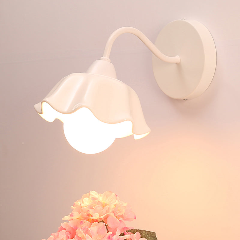 Frendorf | Keramische Rimpel Wandlamp Armatuur Koreaanse Bloem 1-Lichts Slaapkamer Wandlamp Licht