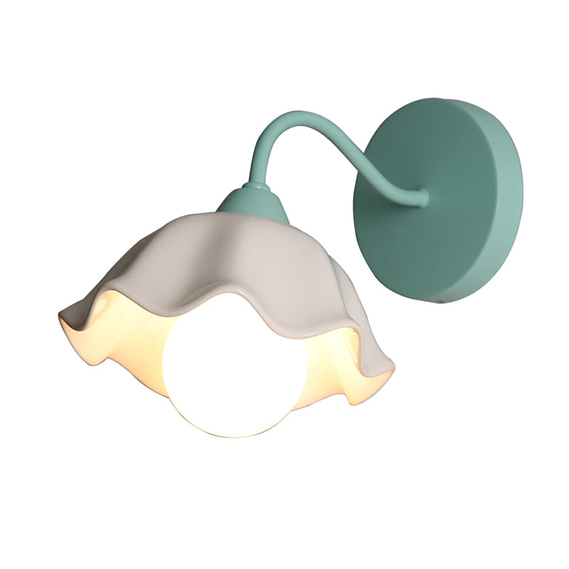 Frendorf | Keramische Rimpel Wandlamp Armatuur Koreaanse Bloem 1-Lichts Slaapkamer Wandlamp Licht