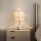 Zylinder Nachttischlampe Nordisch Feder 1-Licht Schlafzimmer Tischlampe mit Kuppelständer