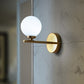 Frendorf | Ball Shade Wandleuchte Einfachheit Ivory Glas Einzelne Gold-Finish Wandleuchte für Schlafzimmer