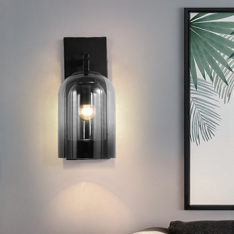 Frendorf | Nordische Glockenförmige Wandlampe Glas 1 Kopf Schlafzimmer Wandleuchte Leuchten in Schwarz