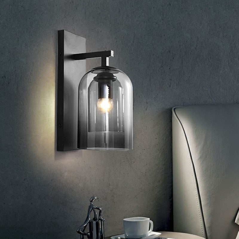 Frendorf | Nordische Glockenförmige Wandlampe Glas 1 Kopf Schlafzimmer Wandleuchte Leuchten in Schwarz