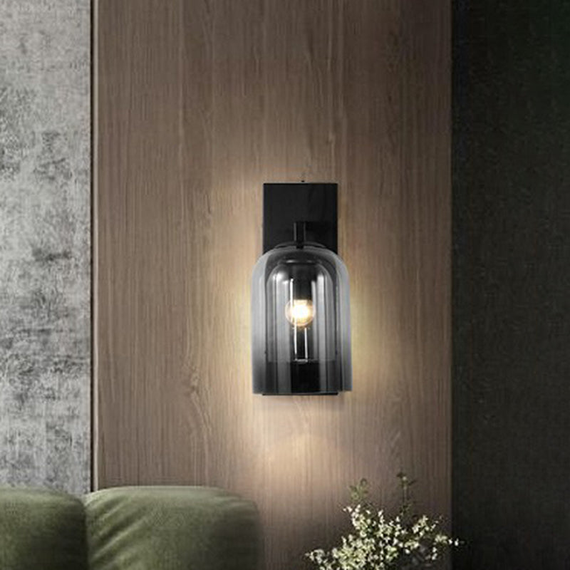 Frendorf | Nordische Glockenförmige Wandlampe Glas 1 Kopf Schlafzimmer Wandleuchte Leuchten in Schwarz