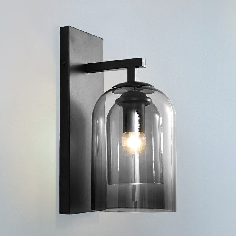 Frendorf | Nordische Glockenförmige Wandlampe Glas 1 Kopf Schlafzimmer Wandleuchte Leuchten in Schwarz