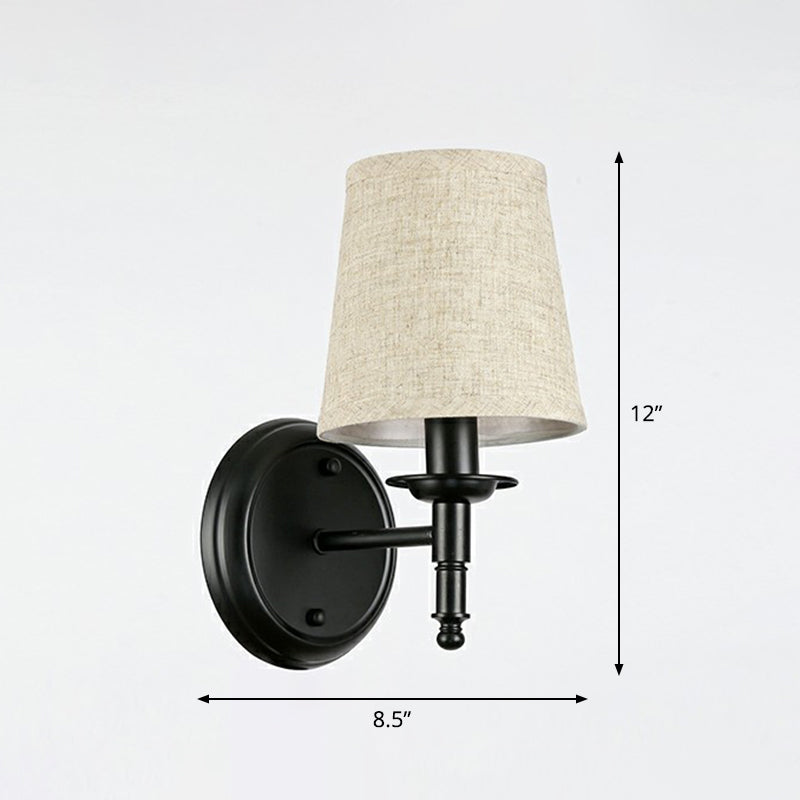 Minimalistische Kegelshade-Wandbeleuchtung Stoff 1 Kopf Nachttisch Wandleuchte Leselampe