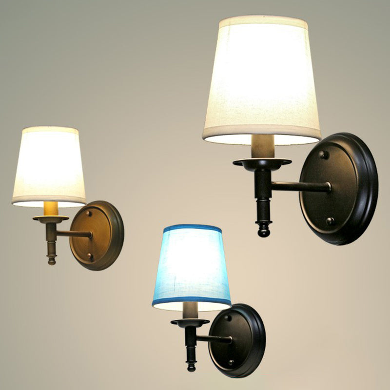 Minimalistische Kegelshade-Wandbeleuchtung Stoff 1 Kopf Nachttisch Wandleuchte Leselampe