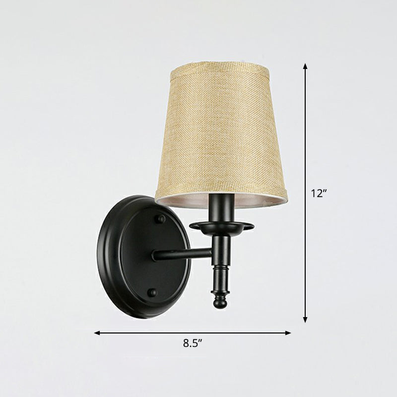 Minimalistische Kegelshade-Wandbeleuchtung Stoff 1 Kopf Nachttisch Wandleuchte Leselampe
