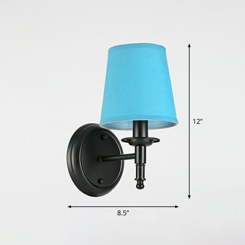Minimalistische Kegelshade-Wandbeleuchtung Stoff 1 Kopf Nachttisch Wandleuchte Leselampe