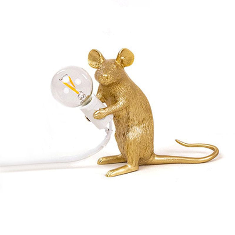 Harzrat-förmige Tischlampe Kreative 1-Licht Nachtbeleuchtung mit Bare Bulb Design