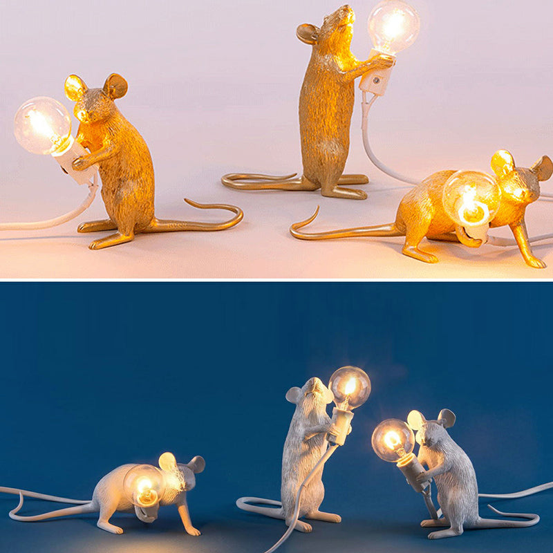 Harzrat-förmige Tischlampe Kreative 1-Licht Nachtbeleuchtung mit Bare Bulb Design