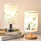 Zylinder Nachttischlampe Print Stoff 1-Licht Minimalistische Nachttischlampe in Weiß