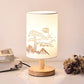Zylinder Nachttischlampe Print Stoff 1-Licht Minimalistische Nachttischlampe in Weiß