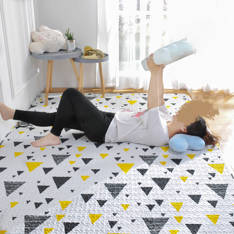 Lässiger Schlafzimmerteppich Mehrfarbig Geometrisch Bedruckter Teppich Baumwolle Rutschfeste Rückseite Pflegeleicht Indoor Teppich