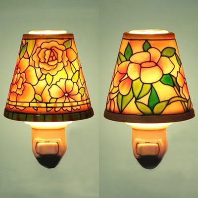 Frendorf | Keramische Bloem/Roos Nachtlampje met Tapse Schaduw 1 Licht Lodge Wandverlichting voor Bedd ／