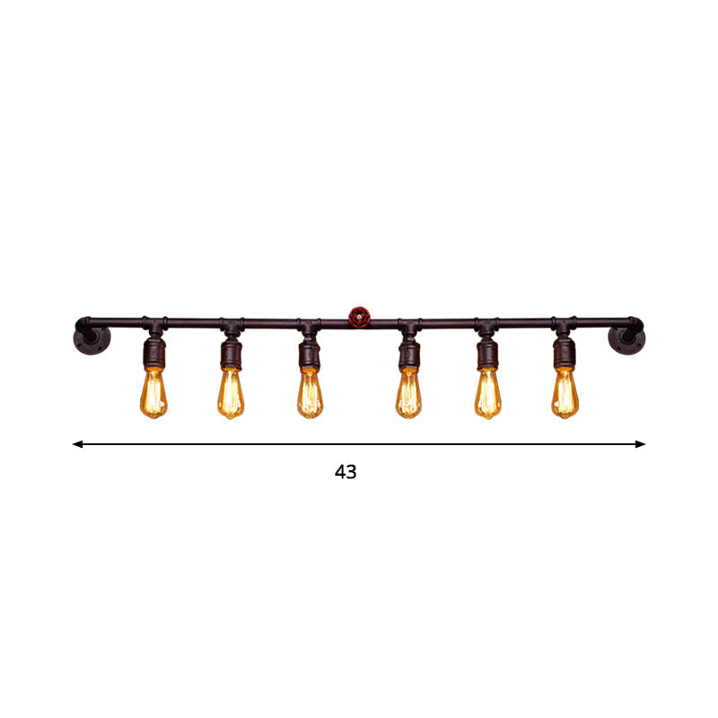Frendorf | Eisen Zwarte Wandlamp Rechte Buizen 2/4/6 Gloeilampen Industrie Wandlamp voor Woonkamer