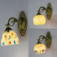 Frendorf | 1 Licht Weiß-Grau/Beige/Gelb-Blau Glas Wandbeleuchtung mit Shade Tiffany Loft Shell Wandleuchte für Schlafzimmer