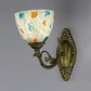 Frendorf | 1 Licht Weiß-Grau/Beige/Gelb-Blau Glas Wandbeleuchtung mit Shade Tiffany Loft Shell Wandleuchte für Schlafzimmer