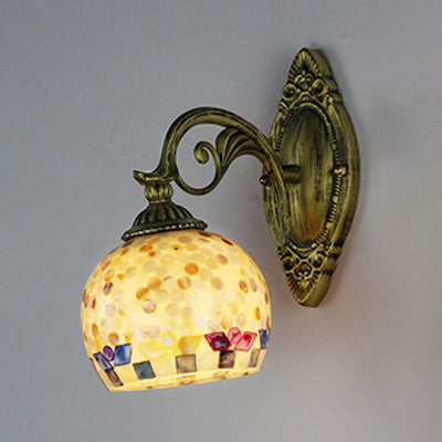 Frendorf | 1 Licht Weiß-Grau/Beige/Gelb-Blau Glas Wandbeleuchtung mit Shade Tiffany Loft Shell Wandleuchte für Schlafzimmer