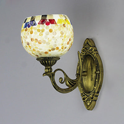 Frendorf | 1 Licht Weiß-Grau/Beige/Gelb-Blau Glas Wandbeleuchtung mit Shade Tiffany Loft Shell Wandleuchte für Schlafzimmer