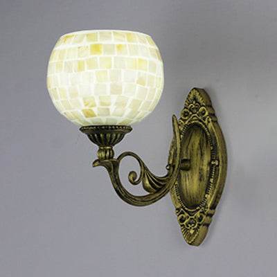 Frendorf | 1 Licht Weiß-Grau/Beige/Gelb-Blau Glas Wandbeleuchtung mit Shade Tiffany Loft Shell Wandleuchte für Schlafzimmer