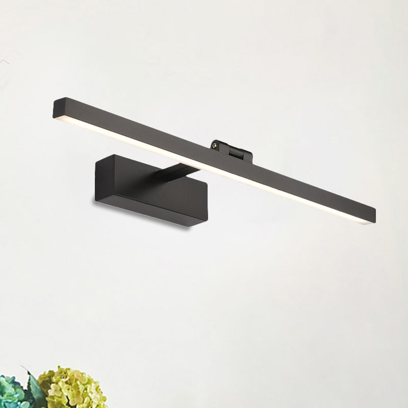 Simplistischer Stil Rechteckige Aluminium Wandlampe 16"/19.5" W LED Make-up Spiegellicht in Schwarz/Weiß für Badezimmer