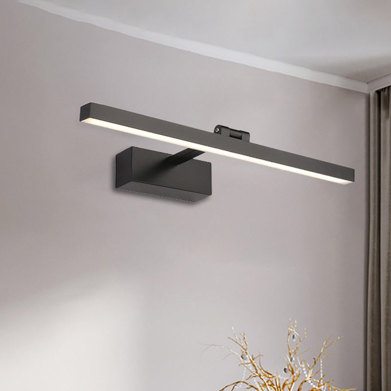 Simplistischer Stil Rechteckige Aluminium Wandlampe 16"/19.5" W LED Make-up Spiegellicht in Schwarz/Weiß für Badezimmer