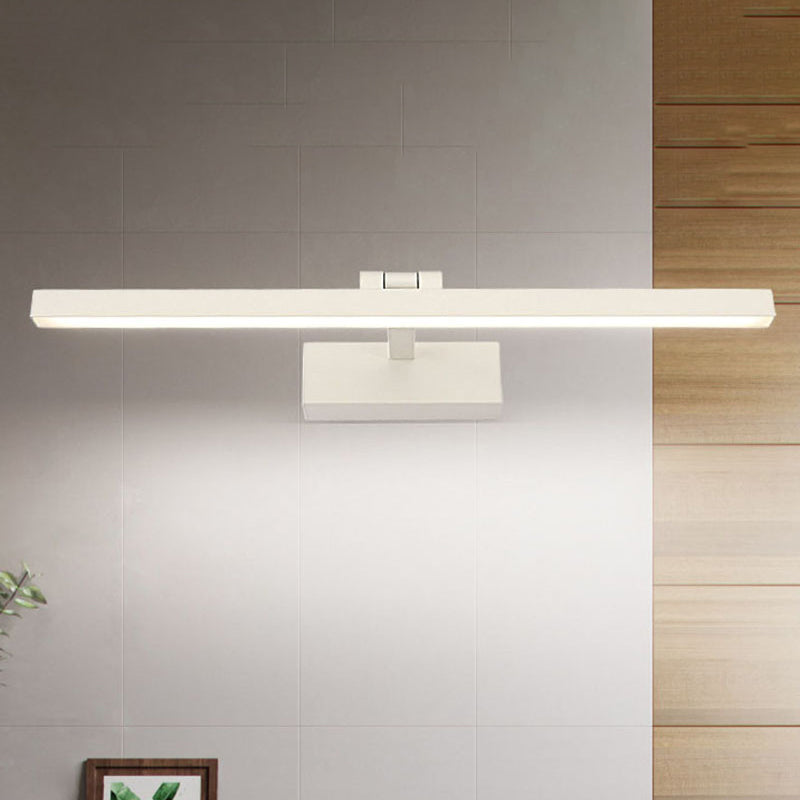 Simplistischer Stil Rechteckige Aluminium Wandlampe 16"/19.5" W LED Make-up Spiegellicht in Schwarz/Weiß für Badezimmer