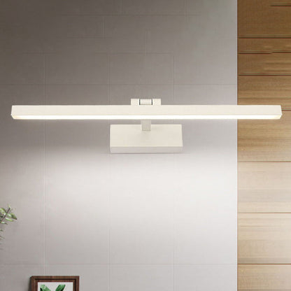Simplistischer Stil Rechteckige Aluminium Wandlampe 16"/19.5" W LED Make-up Spiegellicht in Schwarz/Weiß für Badezimmer