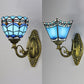 Frendorf | Nautische Wandlamp mit Kuppel/Schwalbenschwanzform Buntglas 1 Licht Wandmontage Licht in Blau