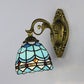 Frendorf | Nautische Wandlamp mit Kuppel/Schwalbenschwanzform Buntglas 1 Licht Wandmontage Licht in Blau