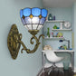 Frendorf | Mediterranean Bowl Wandlamp Geglazuurd Glas und Metall 1 Licht Wandschalter Beleuchtung in Klar/Weiß