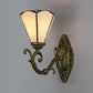 Frendorf | Conic Wandleuchte mit Buntglas 1 Kopf Vintage Wandbeleuchtung in Weiß/Grün für Flur