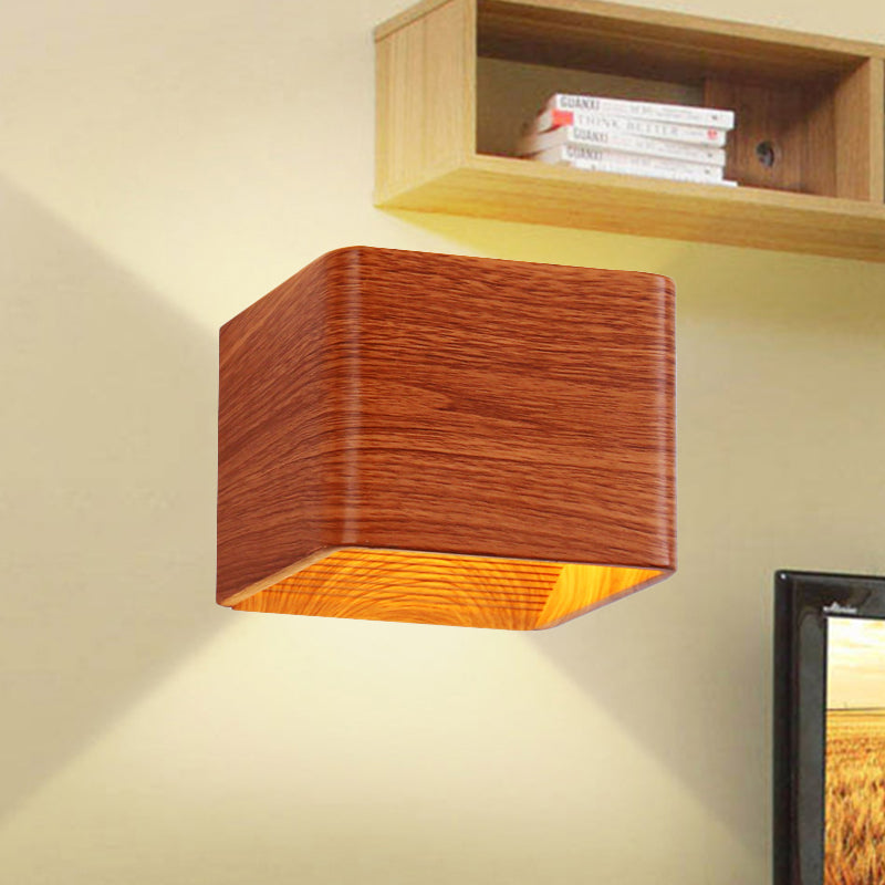 Frendorf | Cube Wandlamp Modern Houten 1-Licht Woonkamer Wandgemonteerde Op en Neer Verlichtingsarmatuur in Warm/Wit Licht