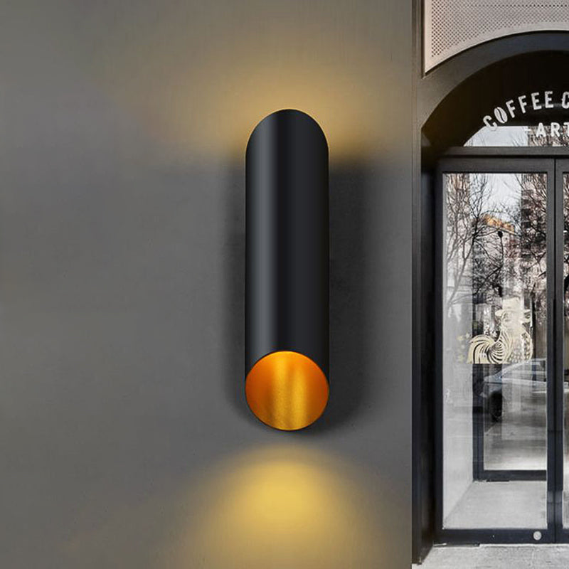 Frendorf | 2 Lichter Treppen Wandlampe mit Röhrenmetallschirm Schwarze Wandmontierte Lampe
