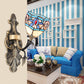 Frendorf | Buntglas Wandbeleuchtung mit Barock/Blume/Edelstein/Magnolie Muster Tiffany 1 Licht Innen Wandleuchte in Blau