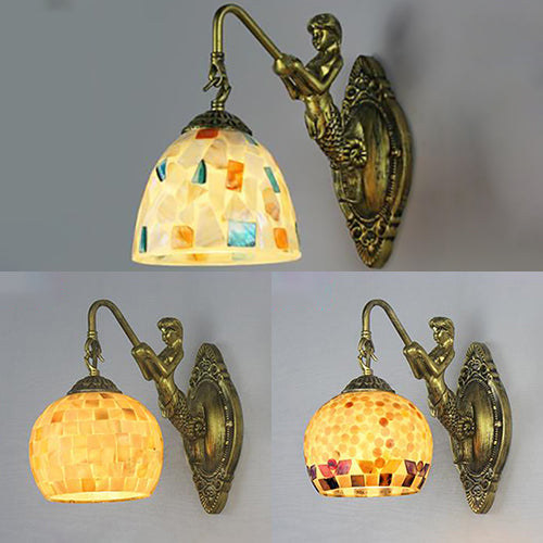 Frendorf | Mermaid's Lair - Elegante Wandleuchte mit kompliziertem Mosaik- und Meerjungfrauen-Design